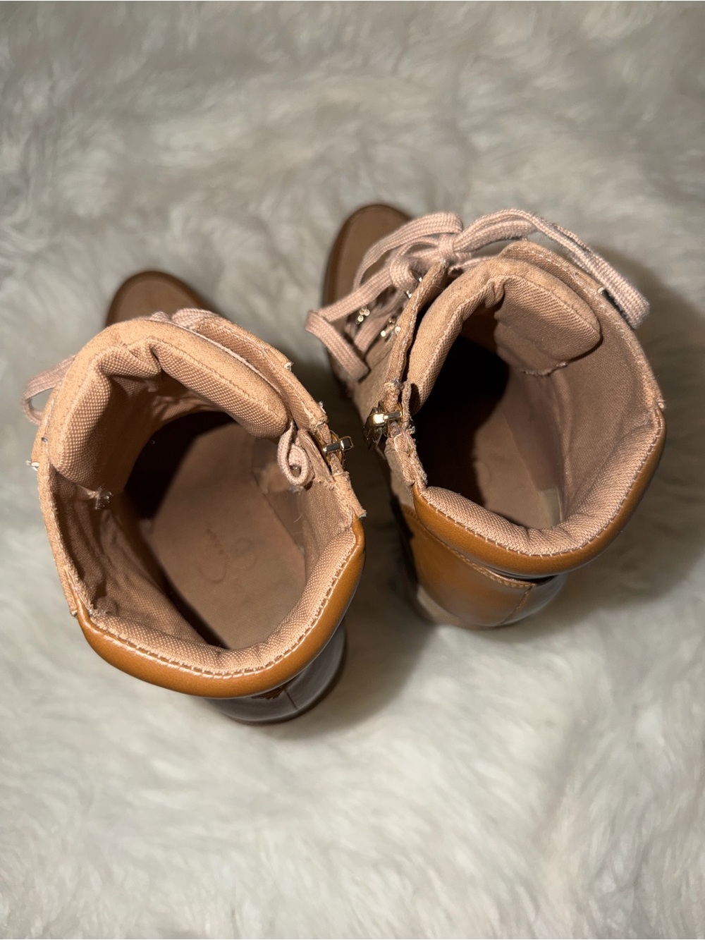 Jessica Simpson Tan and Brown Lace-Up Platform Ankle Boots - Picture 5 of 6